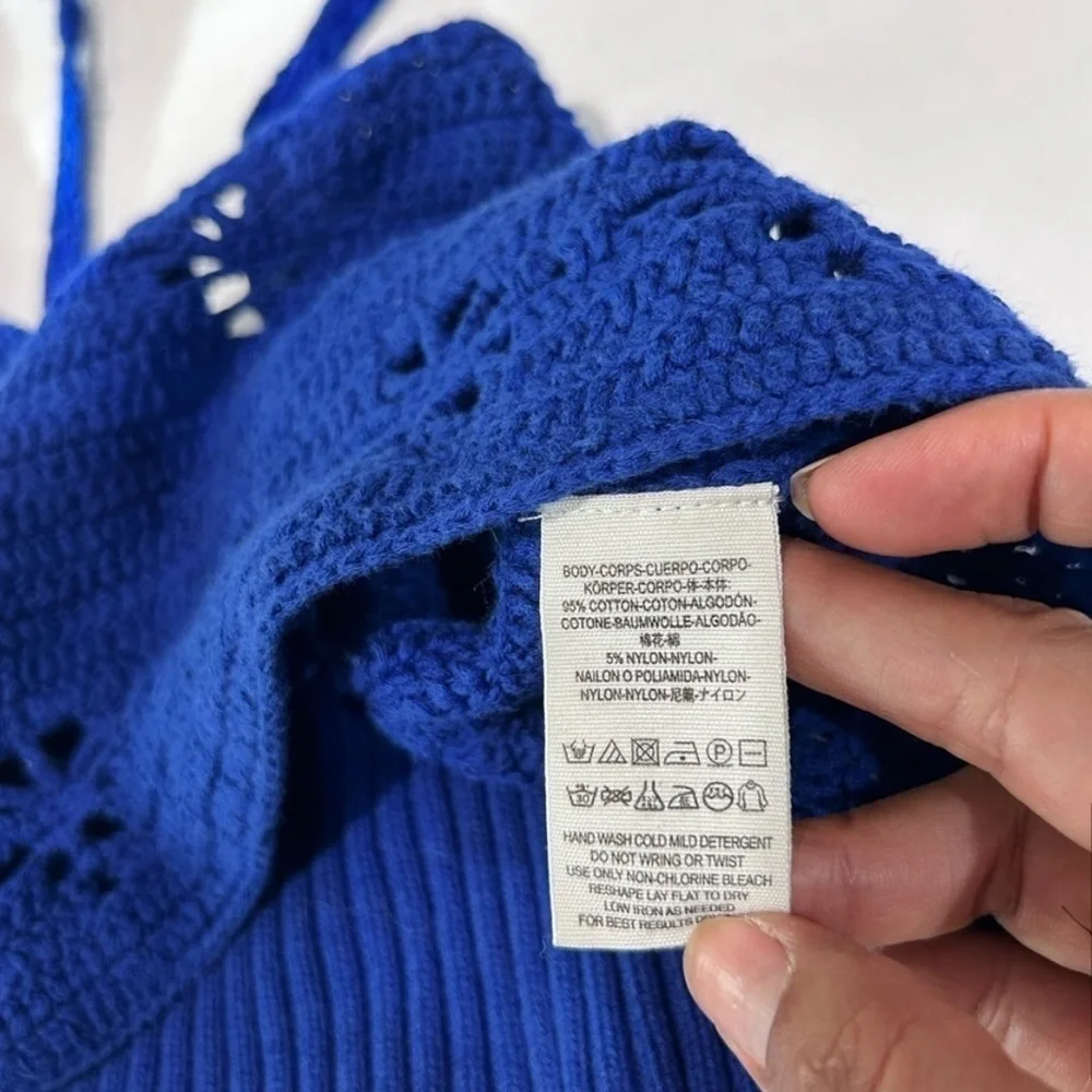 Free people royal blue knitted cropped top size:S